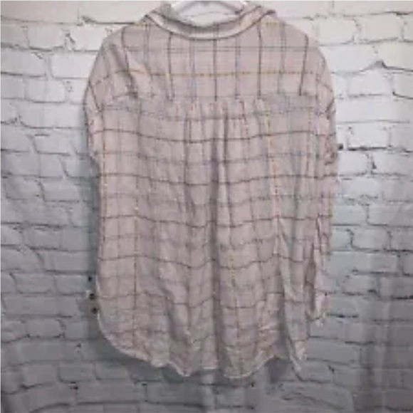 Free People Oversized Pink Sparkly Flannel Button Up Top Size Small Women’s - Picture 3 of 4